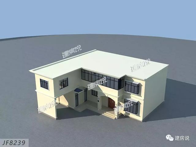 三款農(nóng)村自建別墅設(shè)計(jì)圖，帶露臺(tái)和院子，一家人坐在院子里其樂(lè)融融