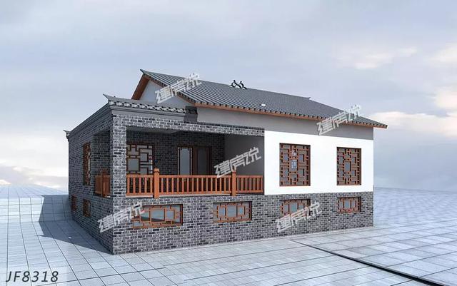 三款農(nóng)村自建別墅設(shè)計(jì)圖，帶露臺(tái)和院子，一家人坐在院子里其樂(lè)融融