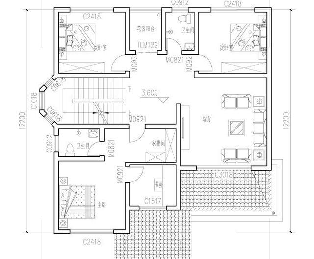 三層新農(nóng)村自建房設(shè)計圖，35萬13×12米6臥帶花園陽臺柴火房，居住舒適