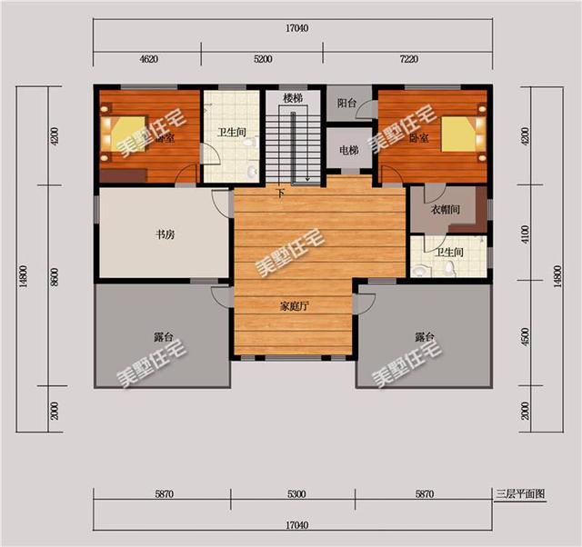 三層歐式農(nóng)村別墅設(shè)計圖，電梯+書房+露臺，為自己提高一下生活品質(zhì)
