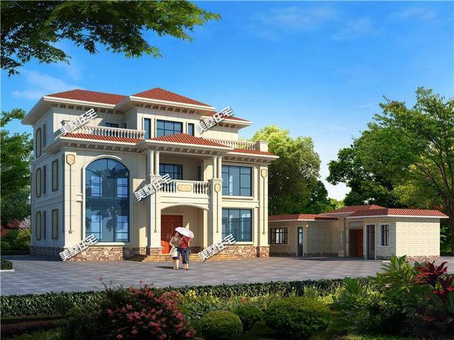 三層歐式農(nóng)村別墅設(shè)計圖，電梯+書房+露臺，為自己提高一下生活品質(zhì)