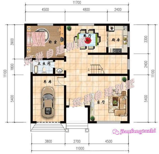 帶挑空客廳別墅設(shè)計(jì)圖，經(jīng)典的農(nóng)村建房款式，大氣方正，是大眾喜歡的款式
