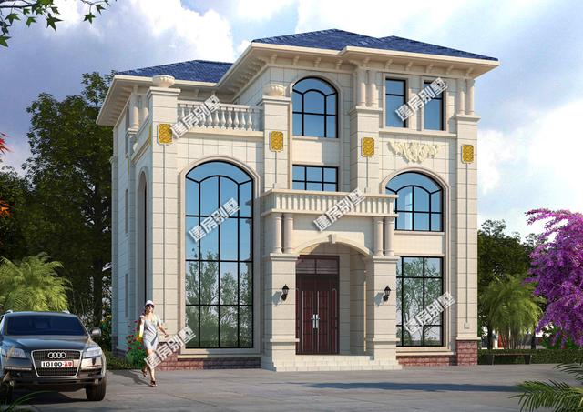 帶挑空客廳的三層別墅設(shè)計圖，整體空間感強