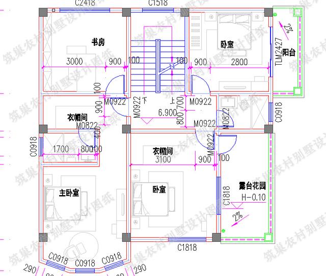 四層帶車庫露臺花園農(nóng)村別墅施工設(shè)計效果圖，造價50萬，外觀富有立體感