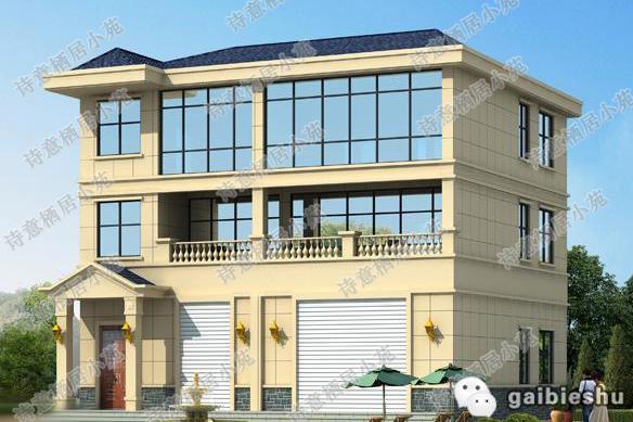 占地約120平方米三層帶商鋪?zhàn)越ǚ吭O(shè)計(jì)圖，造價(jià)50萬，帶棋牌室，休閑舒適