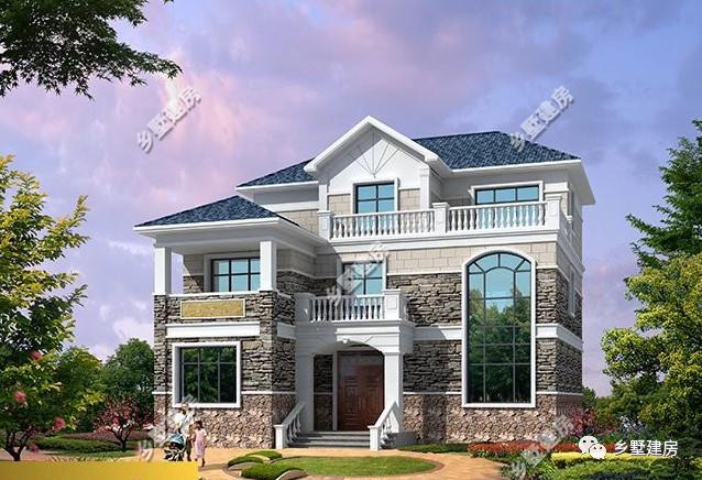 二層歐式自建房別墅設(shè)計(jì)圖，5室3廳3衛(wèi)，簡(jiǎn)潔大氣，挺適合咱們老百姓的