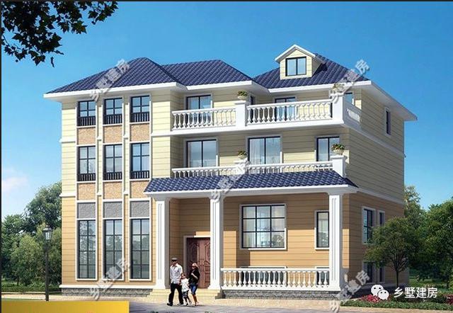 二層歐式自建房別墅設(shè)計(jì)圖，5室3廳3衛(wèi)，簡(jiǎn)潔大氣，挺適合咱們老百姓的