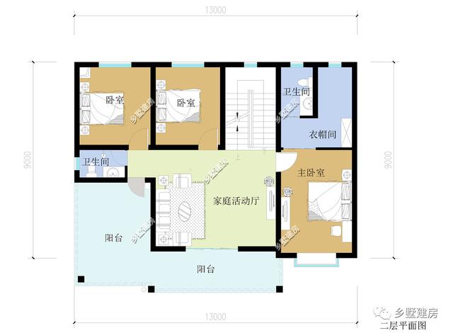 二層歐式自建房別墅設(shè)計(jì)圖，5室3廳3衛(wèi)，簡(jiǎn)潔大氣，挺適合咱們老百姓的