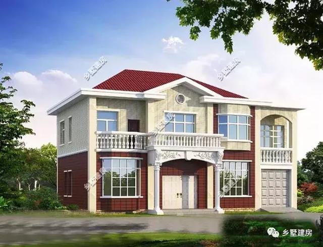 時(shí)尚現(xiàn)代的別墅設(shè)計(jì)圖，熱烈的紅色喜慶吉祥，建一棟做婚房正好