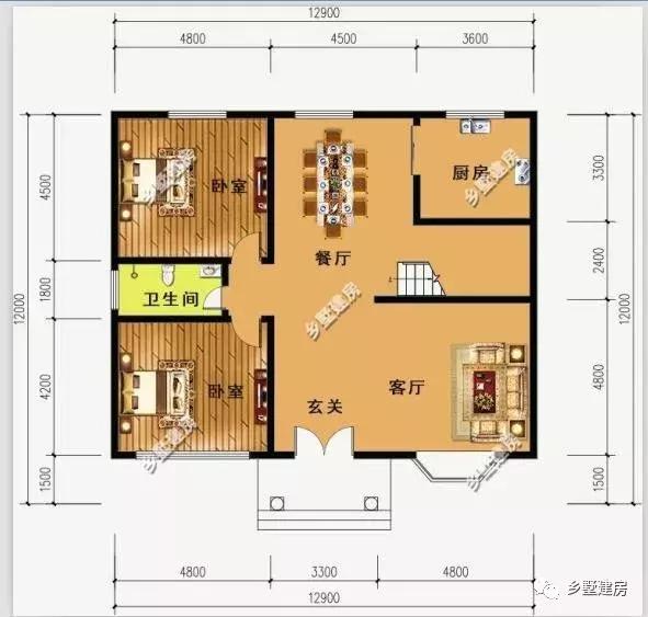 時(shí)尚現(xiàn)代的別墅設(shè)計(jì)圖，熱烈的紅色喜慶吉祥，建一棟做婚房正好