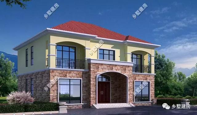 時(shí)尚現(xiàn)代的別墅設(shè)計(jì)圖，熱烈的紅色喜慶吉祥，建一棟做婚房正好