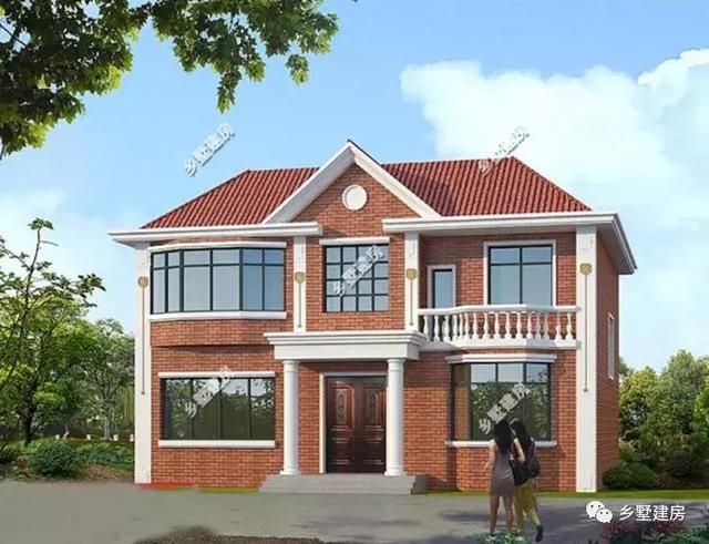 時(shí)尚現(xiàn)代的別墅設(shè)計(jì)圖，熱烈的紅色喜慶吉祥，建一棟做婚房正好