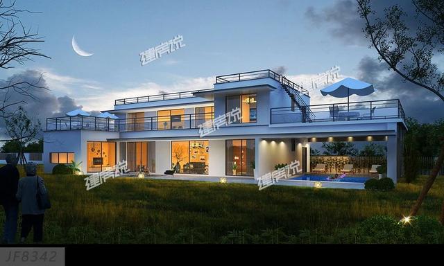 現(xiàn)代風(fēng)別墅設(shè)計(jì)圖，帶私家泳池，帶庭院，這種舒適悠閑的生活你向往么