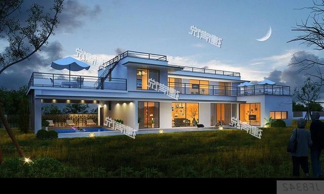 現(xiàn)代風(fēng)別墅設(shè)計(jì)圖，帶私家泳池，帶庭院，這種舒適悠閑的生活你向往么