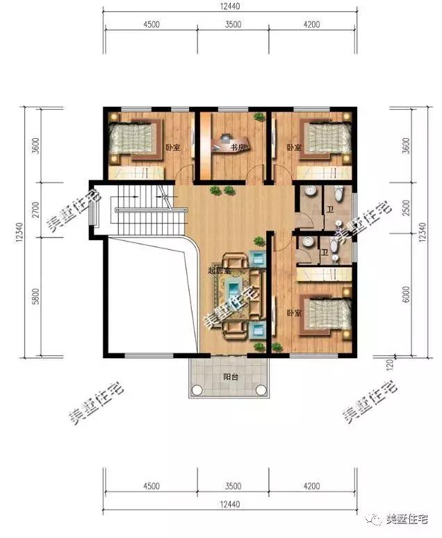 5款農(nóng)村時尚別墅設計圖，帶挑高客廳和大露臺，第3款讓人眼前一亮
