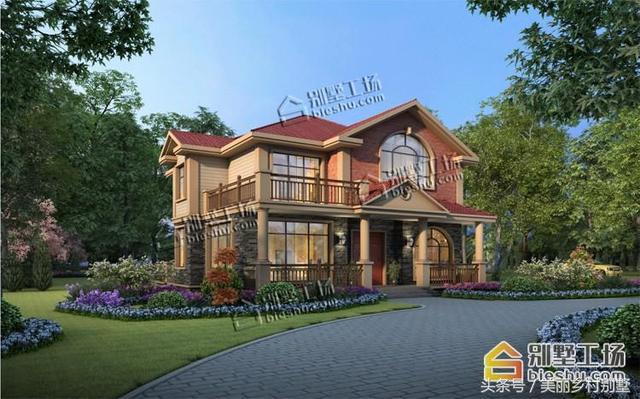 二層歐式風(fēng)格農(nóng)村別墅設(shè)計(jì)圖，造價(jià)不高，適合農(nóng)村普通家庭建造