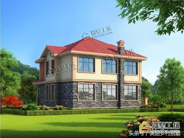 二層歐式風(fēng)格農(nóng)村別墅設(shè)計(jì)圖，造價(jià)不高，適合農(nóng)村普通家庭建造