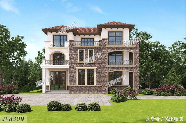 田園風(fēng)格的別墅設(shè)計圖，賺了錢一定要建一棟這么漂亮的別墅