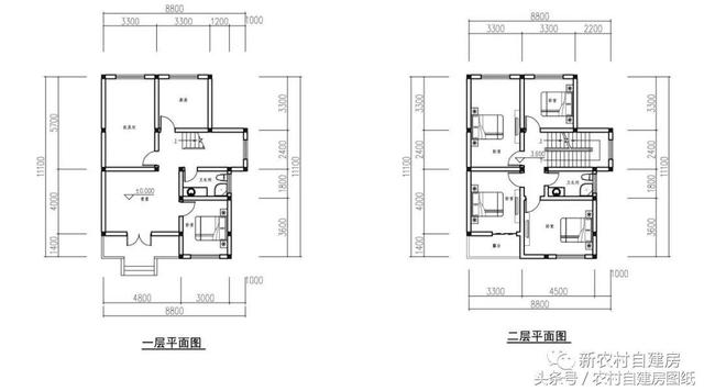 7款小戶型農村別墅設計圖，100平以內，小面積也可以建好房