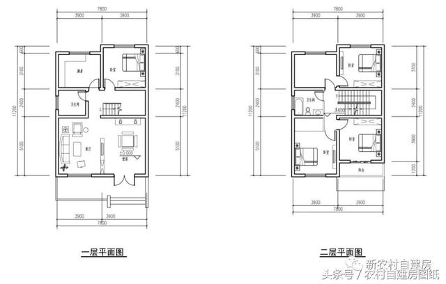 7款小戶型農村別墅設計圖，100平以內，小面積也可以建好房