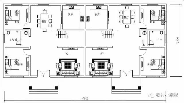 23x10米經(jīng)典二層農(nóng)村兄弟雙拼別墅設(shè)計圖，外觀漂亮