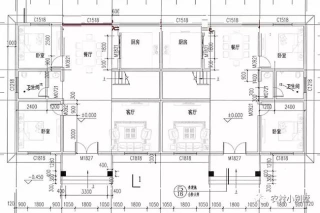 23x10米經(jīng)典二層農(nóng)村兄弟雙拼別墅設(shè)計圖，外觀漂亮