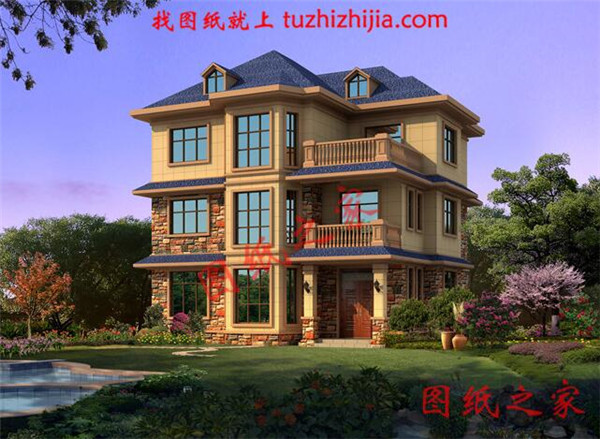 5套現(xiàn)代三層民房設(shè)計(jì)圖，附實(shí)拍效果圖