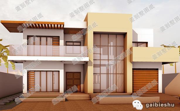 現(xiàn)代風格二層別墅設計圖，帶超大落地窗和二樓露臺，經(jīng)濟實用。