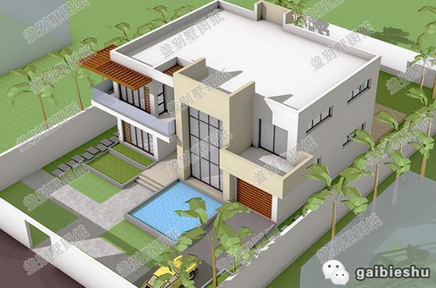 現(xiàn)代風格二層別墅設計圖，帶超大落地窗和二樓露臺，經(jīng)濟實用。