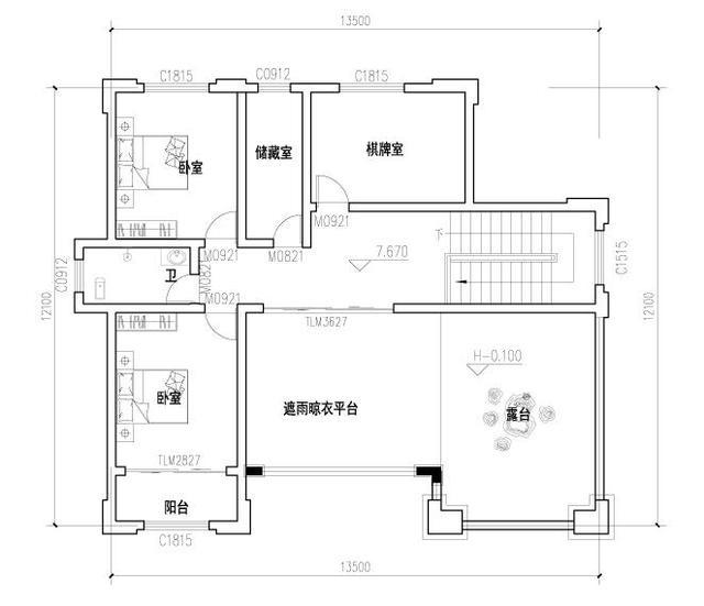 三層農(nóng)村自建房，開間進(jìn)深14.4×12.1米，帶挑空客廳+大露臺和晾衣平臺，給老人居住最佳