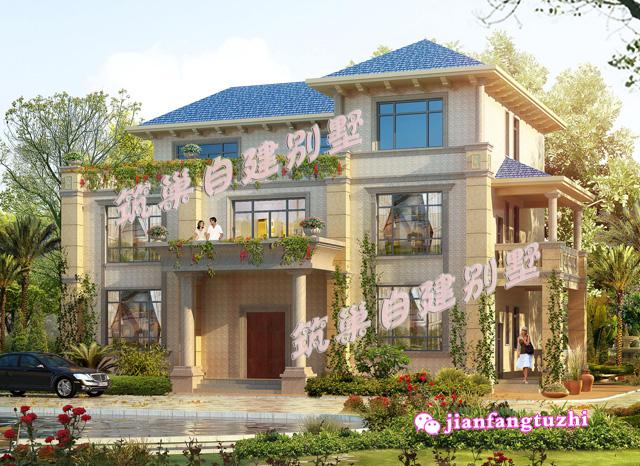 三層田園風(fēng)別墅設(shè)計(jì)圖，12.5x12米，外觀古香古色又富有現(xiàn)代氣息，造價(jià)25萬。