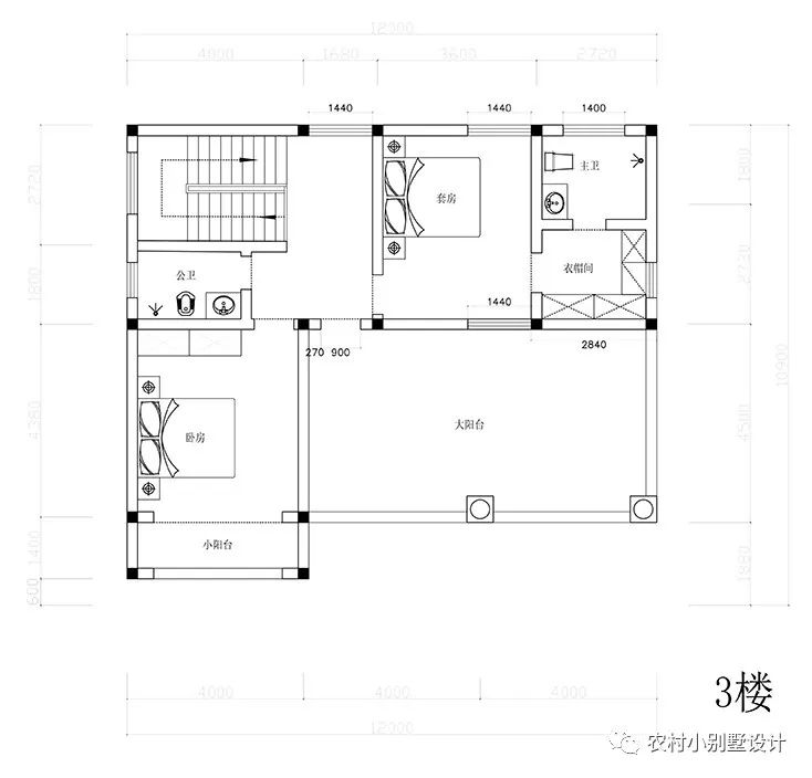 12×11米精品三層農(nóng)村別墅圖，經(jīng)典之作
