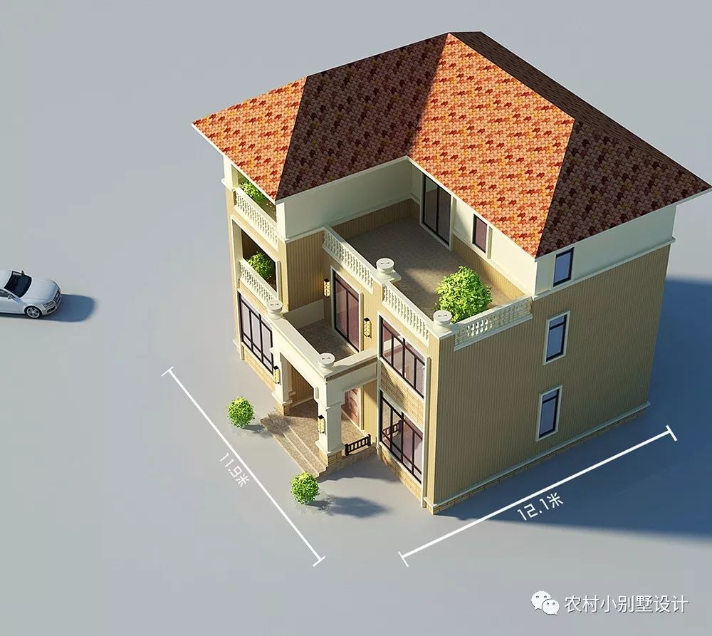 12×11米精品三層農(nóng)村別墅圖，經(jīng)典之作