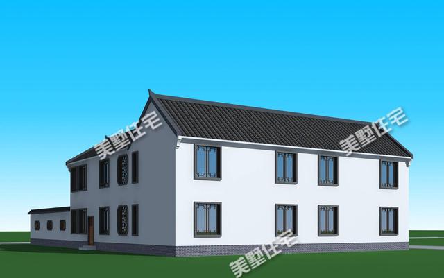 二層中式風(fēng)格別墅設(shè)計圖，19x17米，9室3廳自帶小院，中式才是國人最愛！