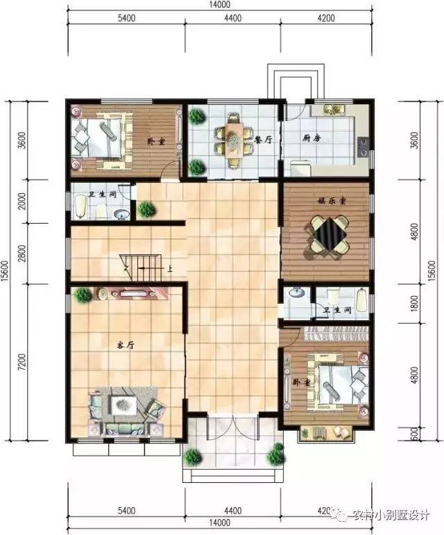 14×15.6米二層半農(nóng)村房屋圖，帶閣樓，好看經(jīng)典