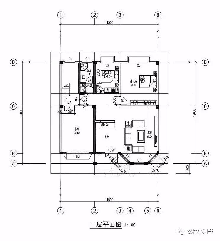 11x12米三層農(nóng)村小樓設(shè)計(jì)圖，造價(jià)25-30萬(wàn)，帶露臺(tái)和車庫(kù)