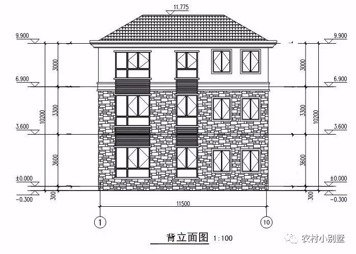 11x12米三層農(nóng)村小樓設(shè)計(jì)圖，造價(jià)25-30萬(wàn)，帶露臺(tái)和車庫(kù)
