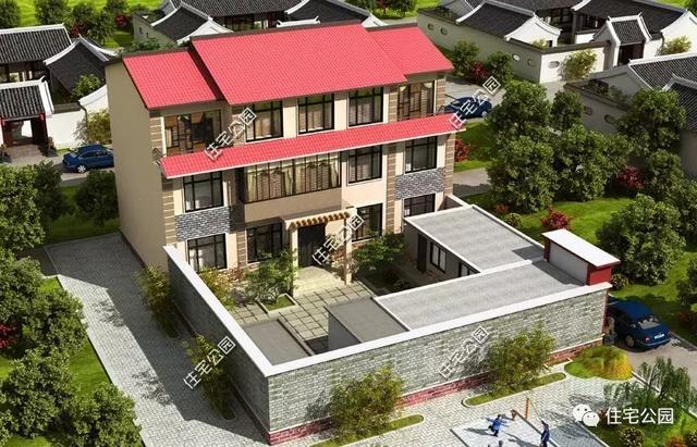 三層16×22米農(nóng)家大院，非常符合農(nóng)村養(yǎng)老別墅的不二選擇。