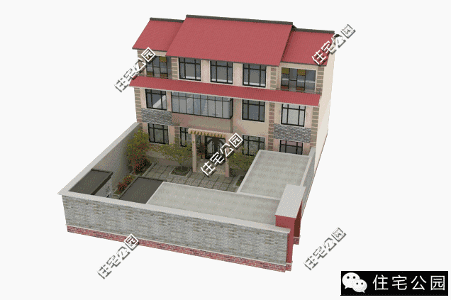 三層16×22米農(nóng)家大院，非常符合農(nóng)村養(yǎng)老別墅的不二選擇。