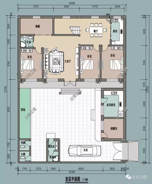 三層16×22米農(nóng)家大院，非常符合農(nóng)村養(yǎng)老別墅的不二選擇。