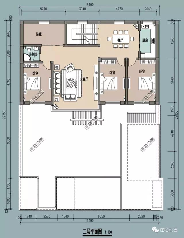 三層16×22米農(nóng)家大院，非常符合農(nóng)村養(yǎng)老別墅的不二選擇。