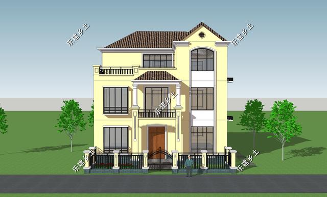 12X11米簡歐式別墅設(shè)計(jì)圖，整體方正簡約，大方得體，建在鄉(xiāng)村不顯張揚(yáng)，簡約中又不乏精致。