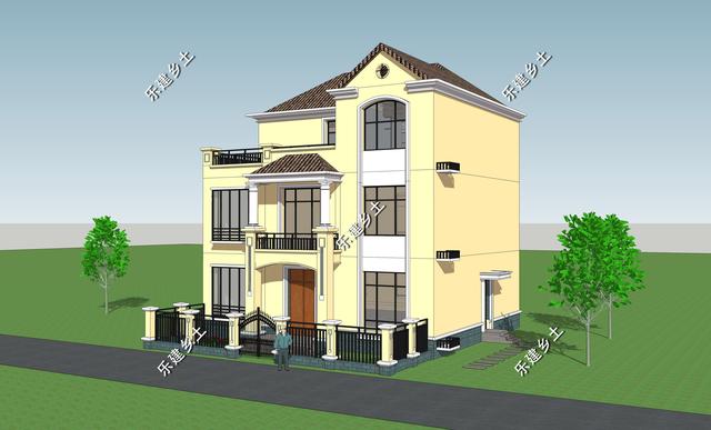 12X11米簡歐式別墅設(shè)計(jì)圖，整體方正簡約，大方得體，建在鄉(xiāng)村不顯張揚(yáng)，簡約中又不乏精致。