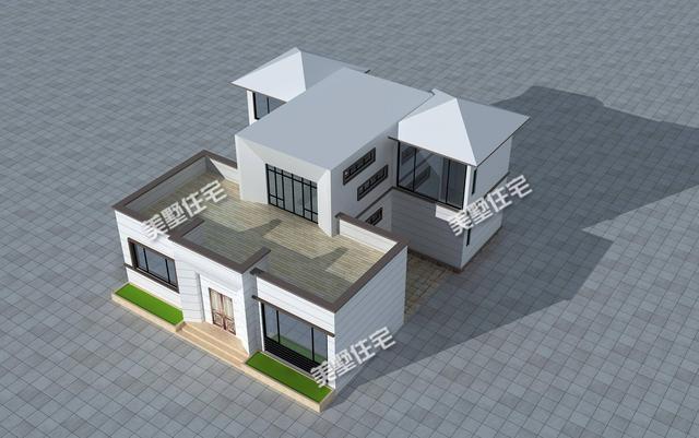 二層現(xiàn)代風(fēng)格自建房，占地212.8平方米，“工”字造型，外觀靚，造型潮！