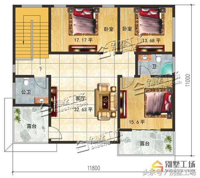 三層農(nóng)村別墅設(shè)計(jì)圖，施工難度不大，造價(jià)不高，非常的簡(jiǎn)潔實(shí)用。