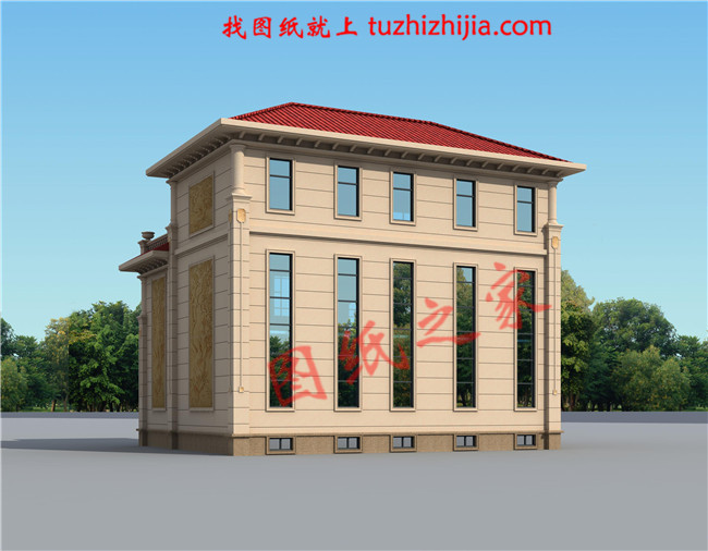 帶地下室三層豪華大氣新農(nóng)村房屋設計圖，占地150平米左右