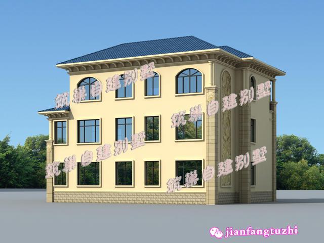 三層歐式別墅設(shè)計圖，占地150平米，帶露臺坡屋頂，適合現(xiàn)代新農(nóng)村建房。