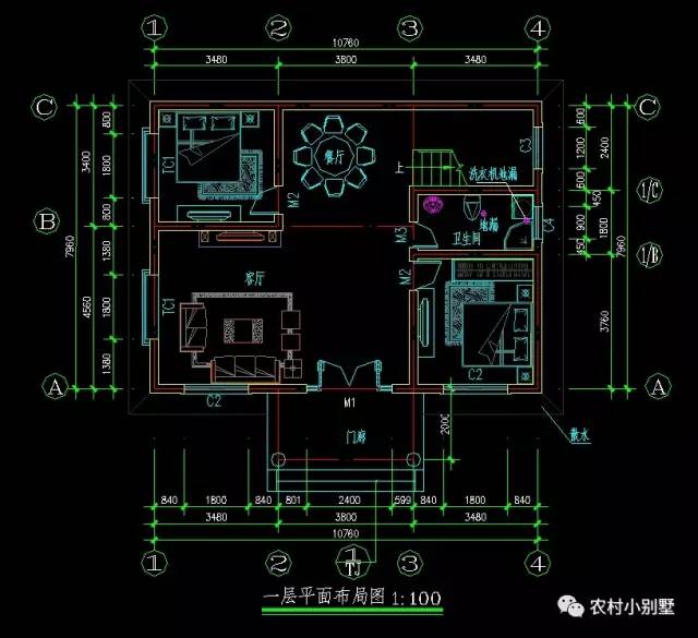 10.7x8米經(jīng)濟(jì)型中式農(nóng)村二層小樓圖，15萬全部搞定