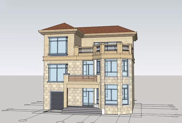 三層農(nóng)村自建房，帶露臺和車庫小洋房，造價25-30萬，實用好看造價也不高。