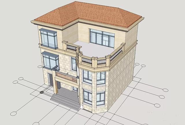 三層農(nóng)村自建房，帶露臺和車庫小洋房，造價25-30萬，實用好看造價也不高。